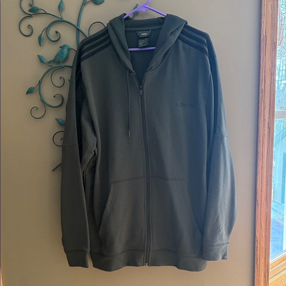 Adidas Men's Dark Gray Zip-Up Sweatshirt